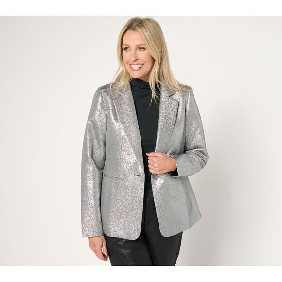 Joan Rivers Classics Collection Jackets & Blazers - Joan Rivers Classics Collection Women's Grey Dusk- Textured Leopard A666398